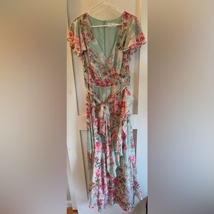 NWT teal & pink Eliza J maxi dress, size 16